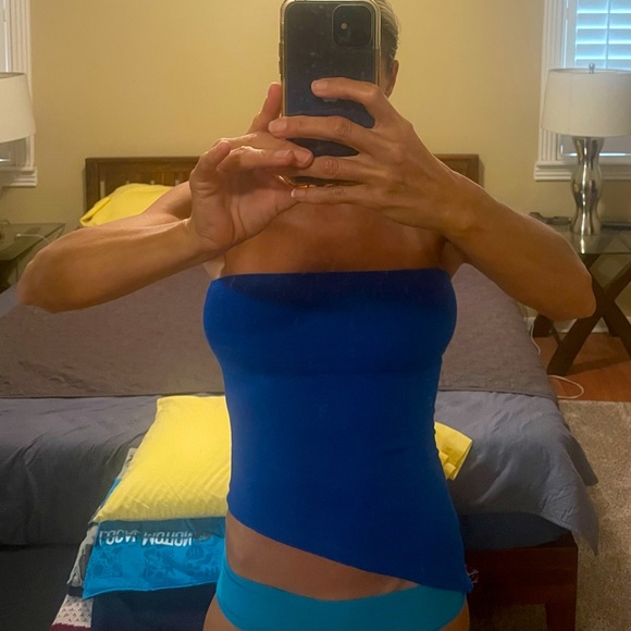 2 Vintage strapless fitted bra top shirt, blue in color,from Victoria Secret - Picture 1 of 12